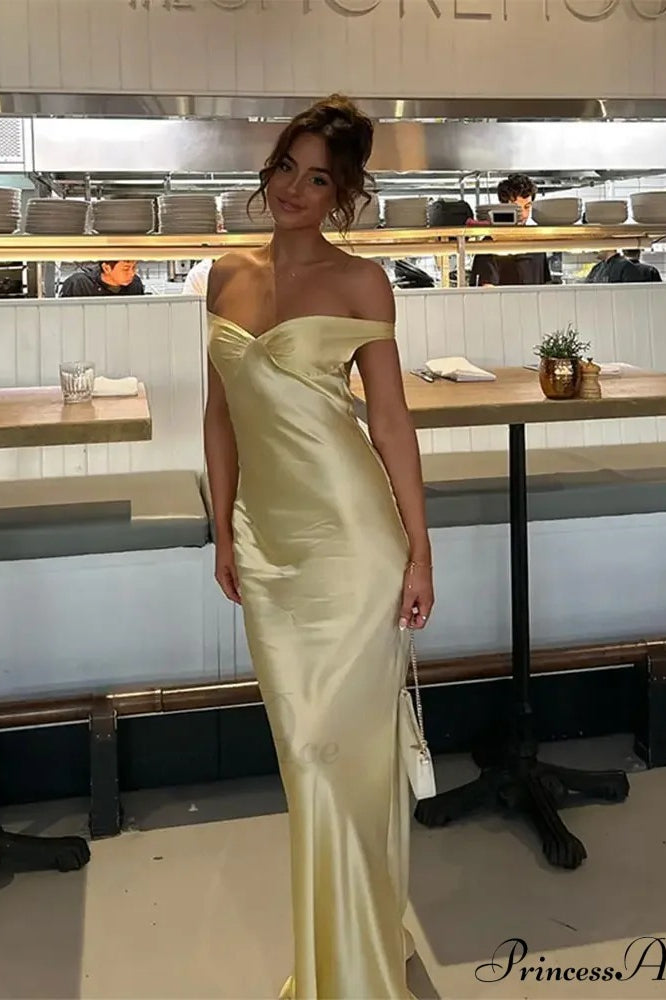 Chic Satin Off Shoulder Open Back Party Dress Christmas Party Dresses-L