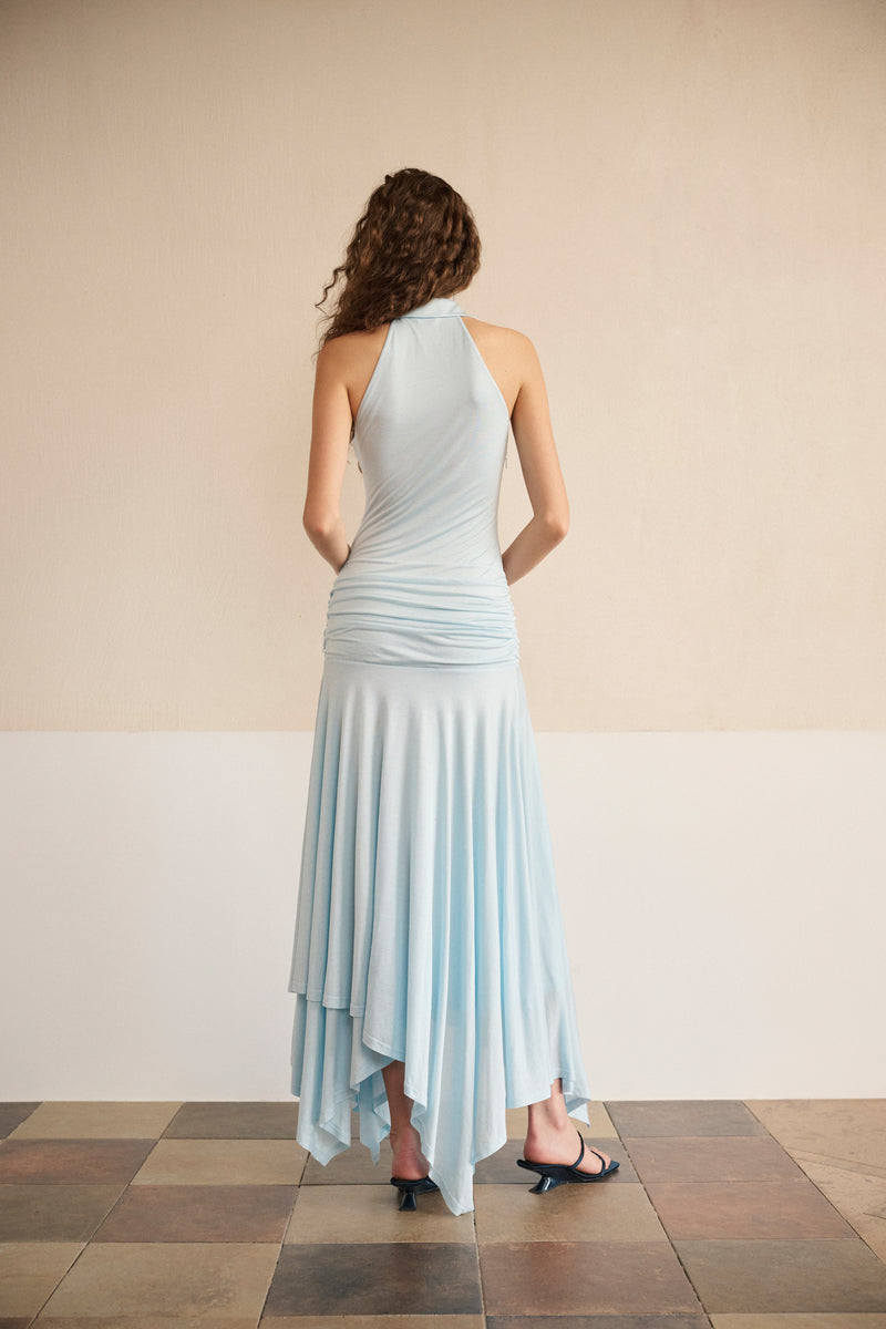 Collared ruched waist dress