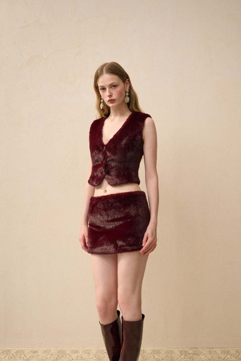 Faux fur slim fit set
