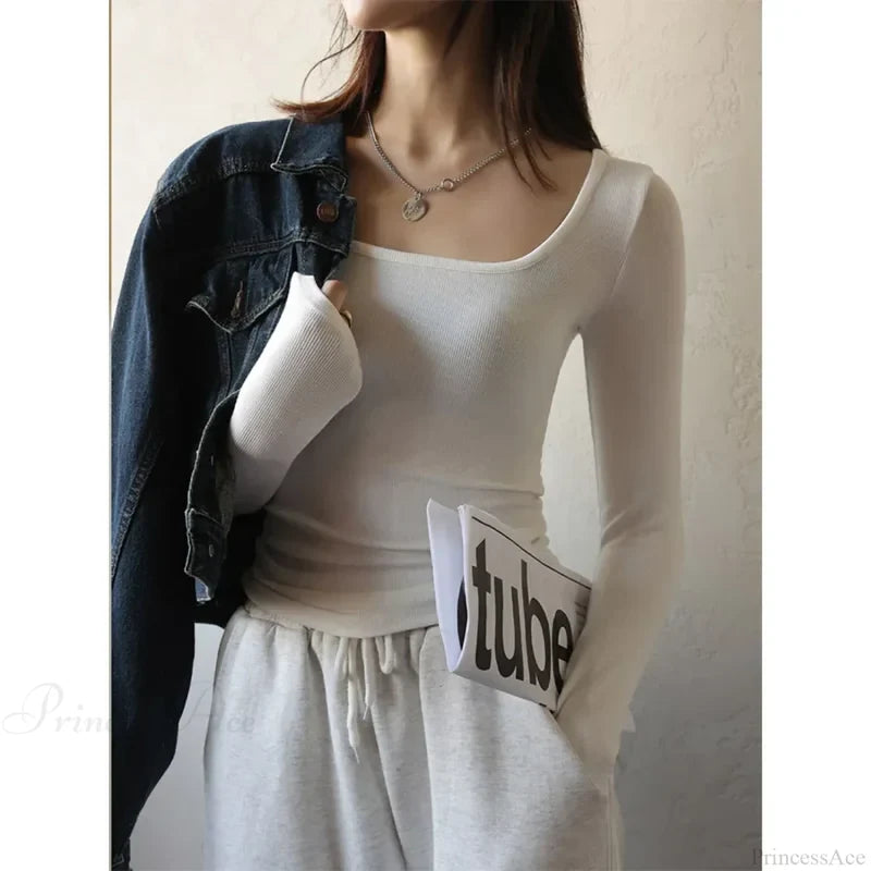 Low Neck Undercoat Slim Fit Sweater WHITE / S