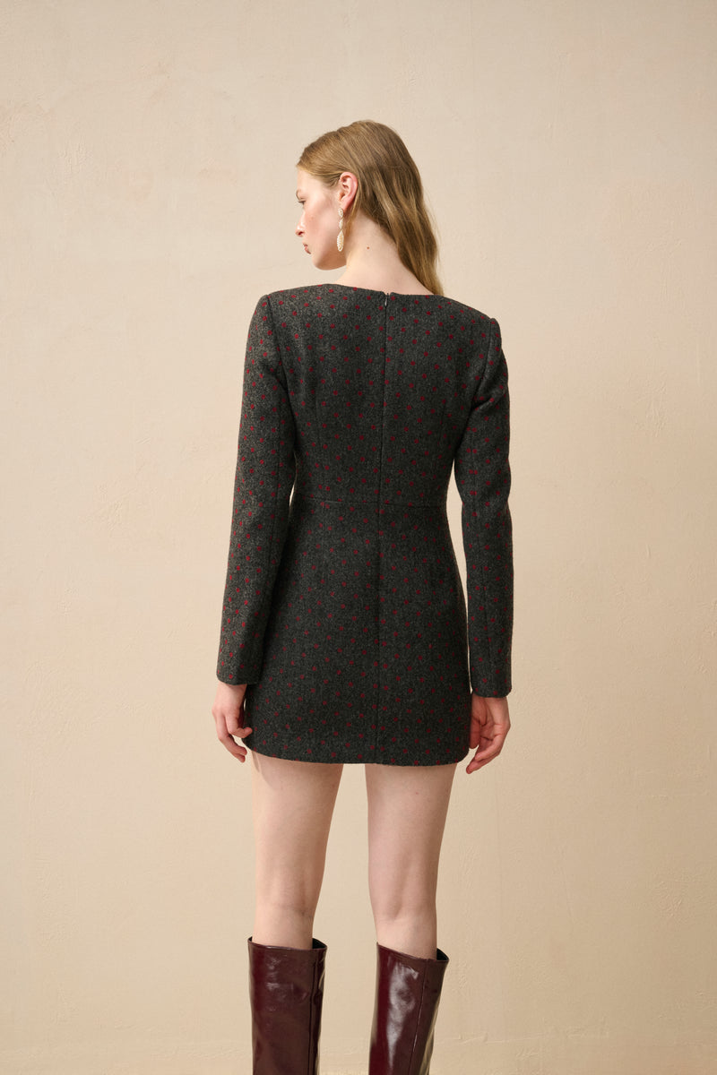 Polka dot wool dress
