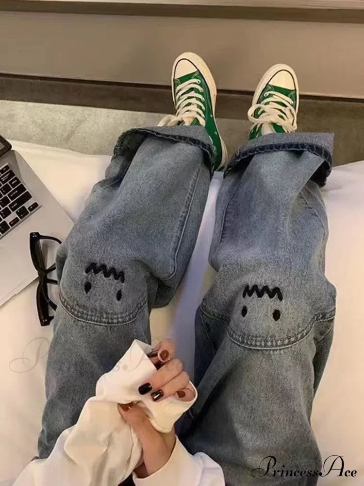 Street Trend Ruffian Handsome Letter Hip Hop Personality Fashion Ladies Trousers Jean