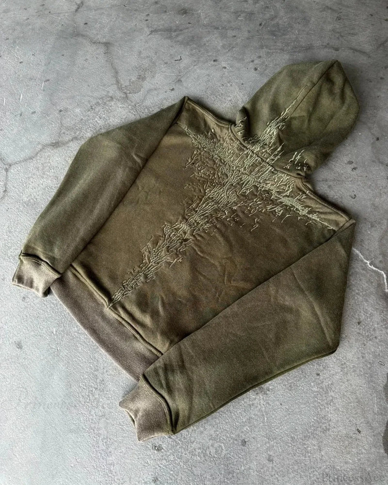 Vintage Embroidery Oversized Hoodie