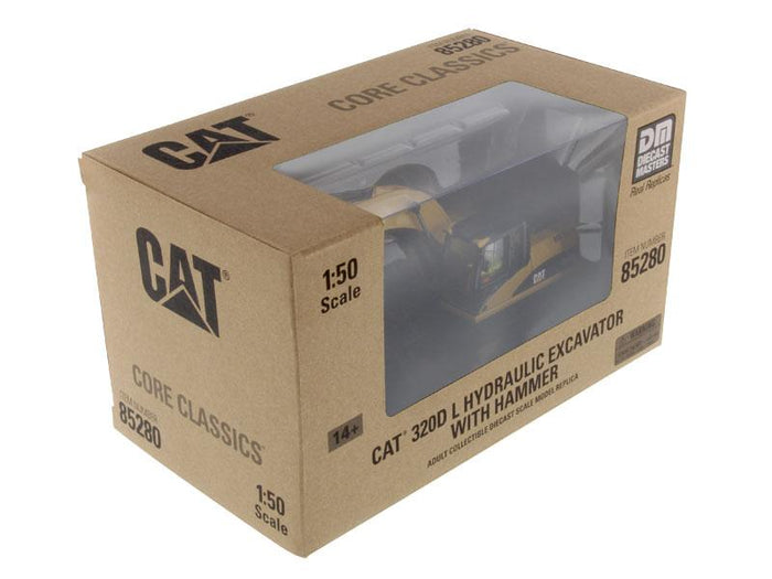 1:50 Cat® 320D L Hydraulic Excavator with Hammer, Core Classics Series, 85280c RETIRING SOON