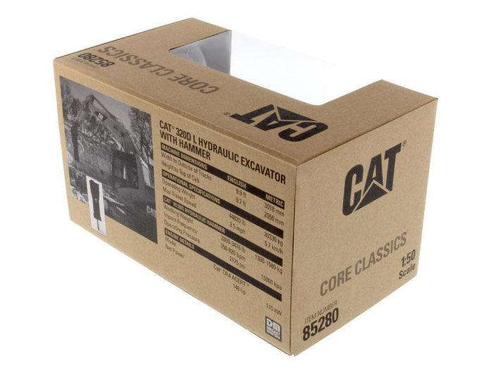 1:50 Cat® 320D L Hydraulic Excavator with Hammer, Core Classics Series, 85280c RETIRING SOON