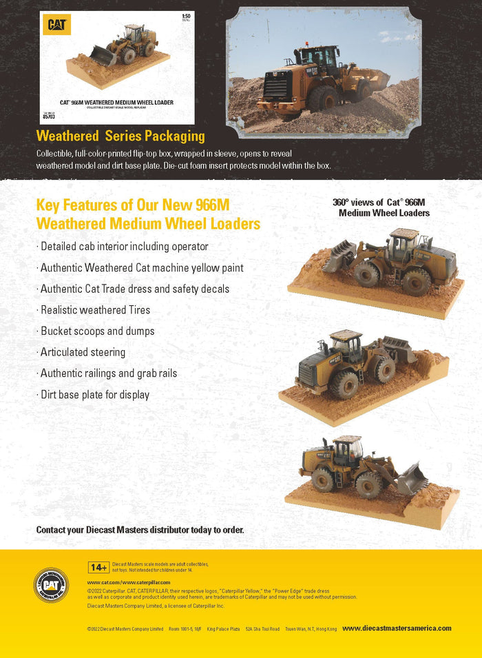 1:50 Cat® 966M Weathered Wheel Loader, Weathered Series, 85703