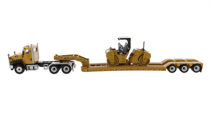1:50 Cat® CT660 Day Cab Tractor & XL120 Low-Profile HDG Trailer with Cat® CB-534D XW Vibratory Asphalt Compactor, 85601C