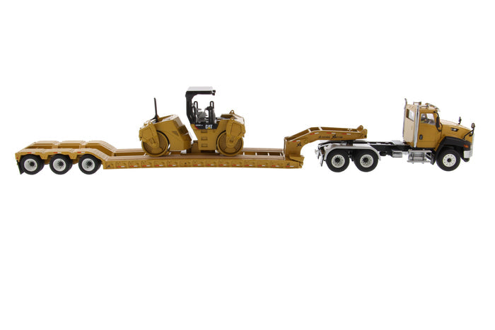 1:50 Cat® CT660 Day Cab Tractor & XL120 Low-Profile HDG Trailer with Cat® CB-534D XW Vibratory Asphalt Compactor, 85601C