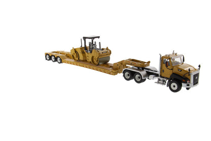 1:50 Cat® CT660 Day Cab Tractor & XL120 Low-Profile HDG Trailer with Cat® CB-534D XW Vibratory Asphalt Compactor, 85601C