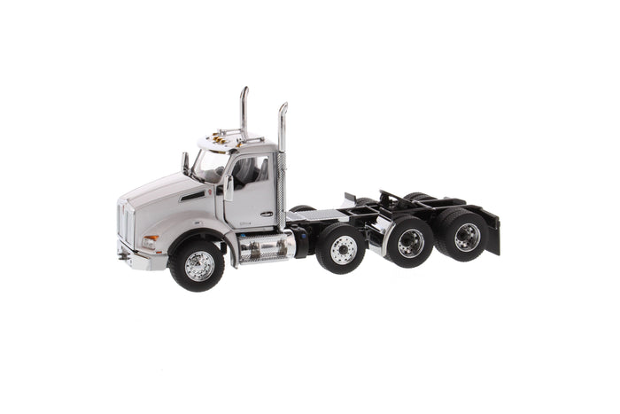 1:50 Kenworth T880S SBFA Day Cab Tandem Tractor with Pusher Axle- Metallic White cab, 71058
