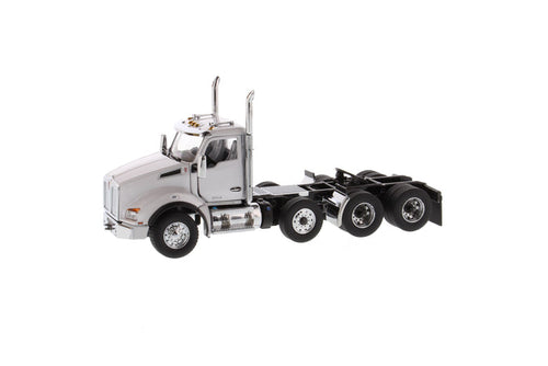 1:50 Kenworth T880S SBFA Day Cab Tandem Tractor with Pusher Axle- Metallic White cab, 71058