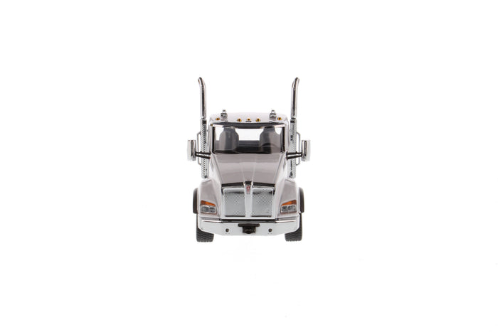 1:50 Kenworth T880S SBFA Day Cab Tandem Tractor with Pusher Axle- Metallic White cab, 71058