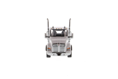 1:50 Kenworth T880S SBFA Day Cab Tandem Tractor with Pusher Axle- Metallic White cab, 71058