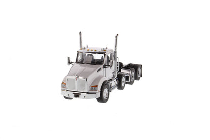1:50 Kenworth T880S SBFA Day Cab Tandem Tractor with Pusher Axle- Metallic White cab, 71058