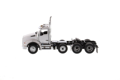 1:50 Kenworth T880S SBFA Day Cab Tandem Tractor with Pusher Axle- Metallic White cab, 71058