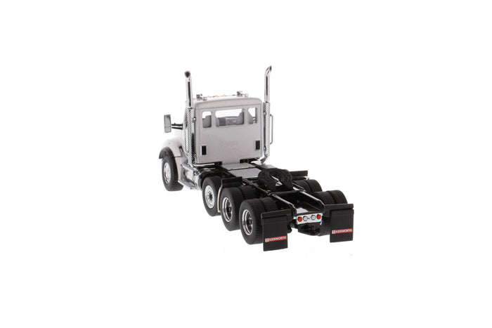 1:50 Kenworth T880S SBFA Day Cab Tandem Tractor with Pusher Axle- Metallic White cab, 71058