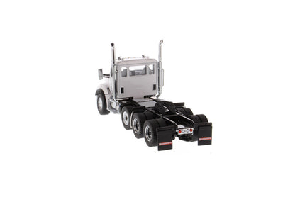 1:50 Kenworth T880S SBFA Day Cab Tandem Tractor with Pusher Axle- Metallic White cab, 71058