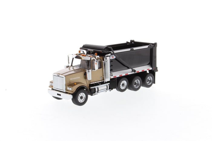 1:50 Western Star 4900 SF OX Stampede Dump Truck - Gold cab + black dump body, 71080