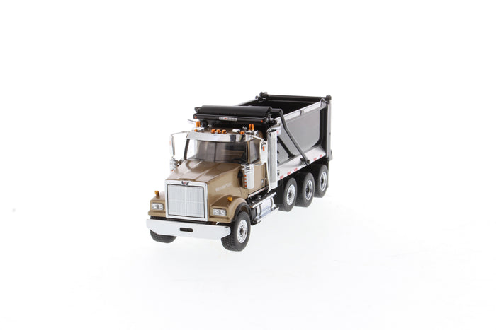 1:50 Western Star 4900 SF OX Stampede Dump Truck - Gold cab + black dump body, 71080