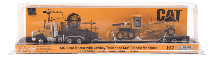 1:87 Cat CT660 Day Cab Tractor with Lowboy Trailer and Cat 163H Motor Grader, 84414