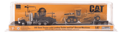 1:87 Cat CT660 Day Cab Tractor with Lowboy Trailer and Cat 163H Motor Grader, 84414