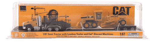 1:87 Cat CT660 Day Cab Tractor with Lowboy Trailer and Cat 163H Motor Grader, 84414