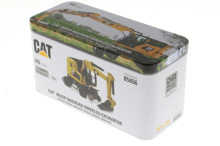 1:87 Cat® M323F Railroad Wheeled Excavator, Cat® Yellow with 3 work tools High Line Series, 85656 Caterpillar
