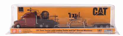 1:87 Peterbilt Model 579 UltraLoft Tandem Tractor with Lowboy Trailer and Cat D5M Dozer, 84419