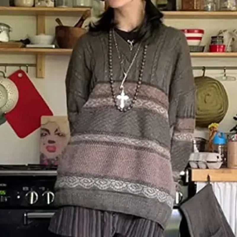 2000s Vintage Striped Y2K Preppy Style Sweater