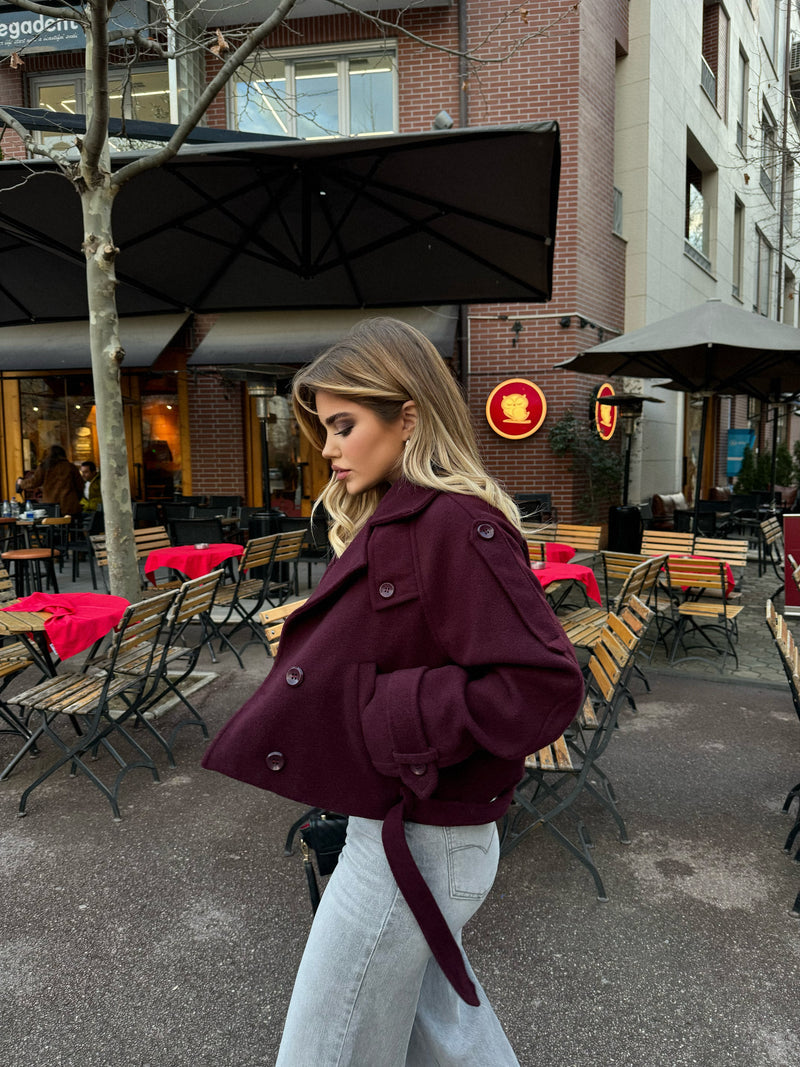PALLTO BURGUNGY E SHKURTER