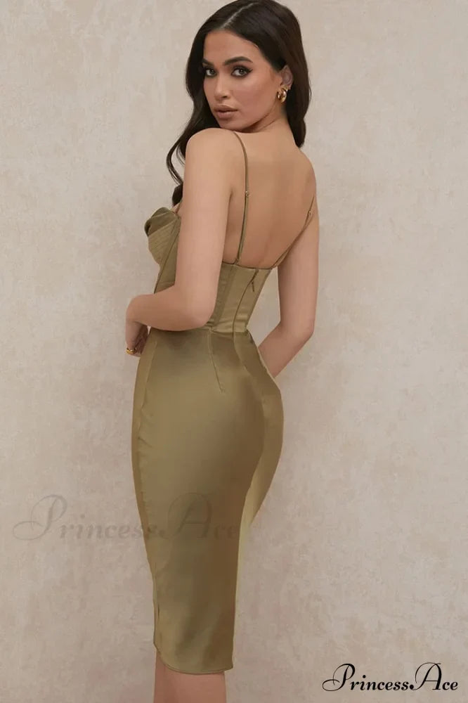Absolute Elegance Satin Charming Corset Midi Dress