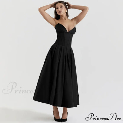 Adriana Midi A-Line Charming Strapless Corset Dress White / Xs