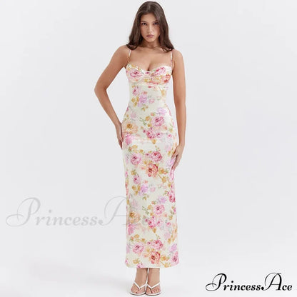 Agness Floral Stylish Maxi Bodycon Dress / S