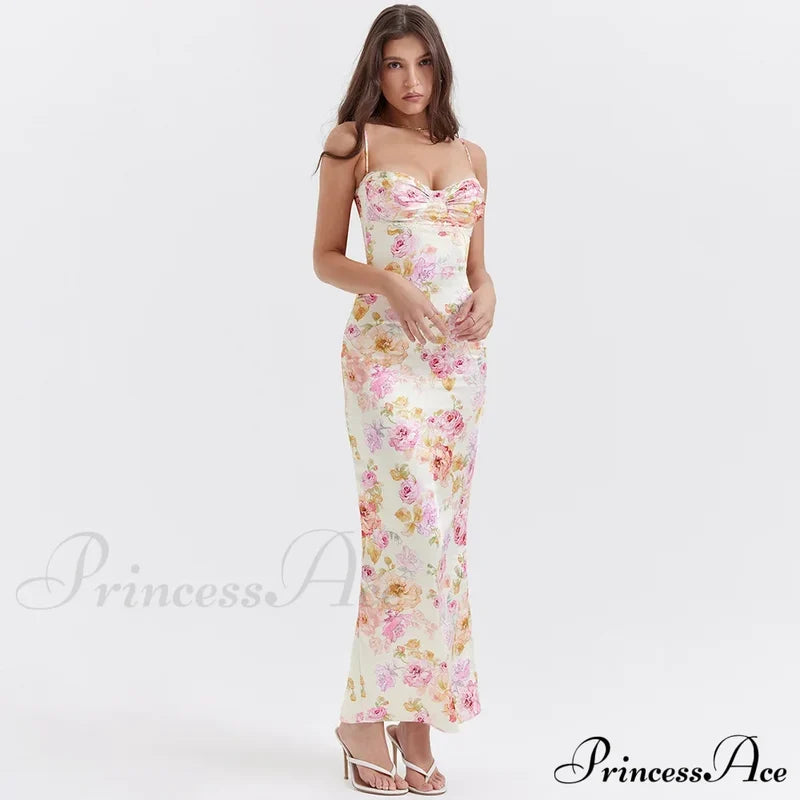 Agness Floral Stylish Maxi Bodycon Dress / L