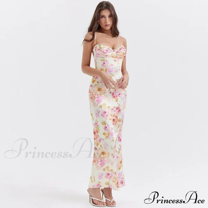 Agness Floral Stylish Maxi Bodycon Dress / L
