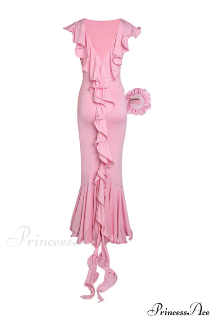 Amalie Ruffle Stylish Draped Maxi Dress