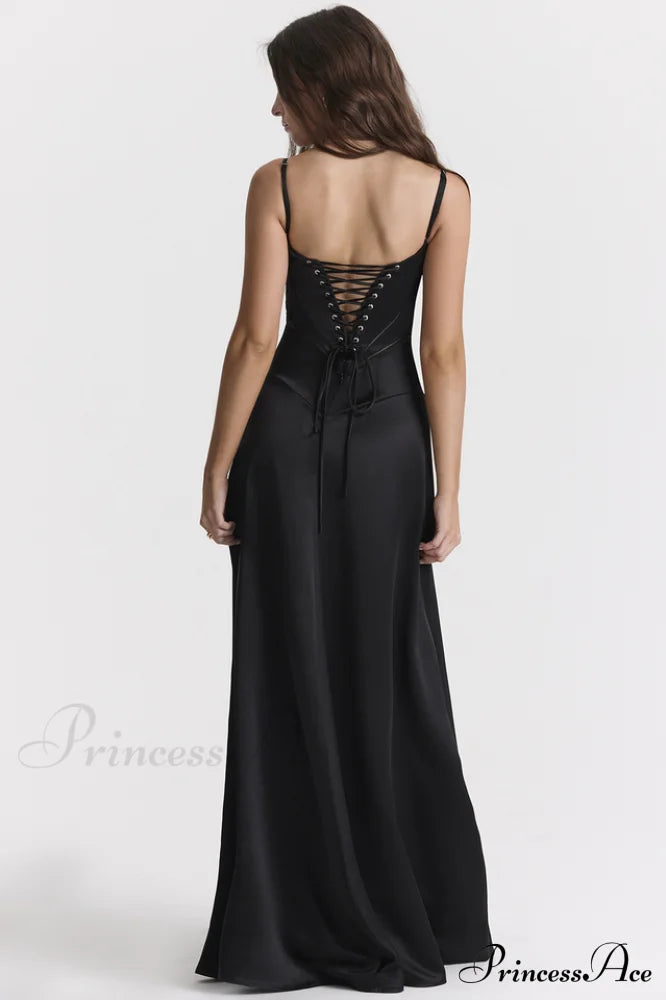 Anabella Black Lace Maxi Dress