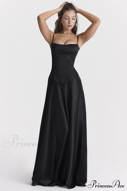 Anabella Black Lace Maxi Dress
