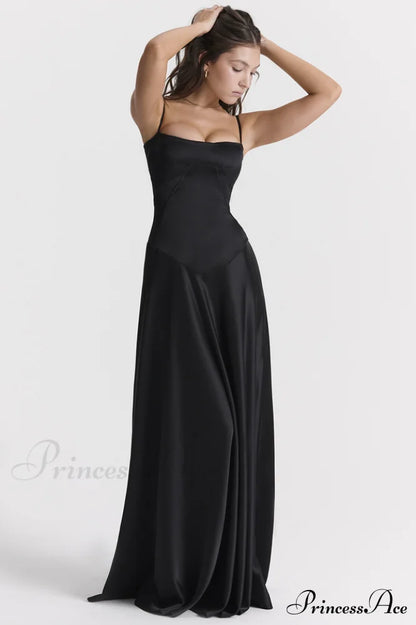 Anabella Black Lace Maxi Dress