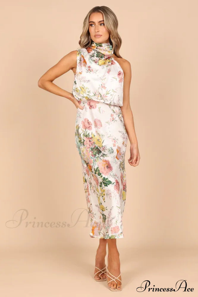 Anabelle Halter Stylish Neck Midi Dress