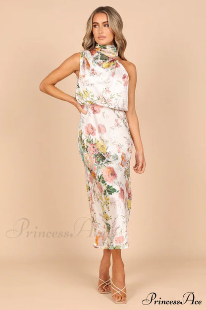 Anabelle Halter Stylish Neck Midi Dress