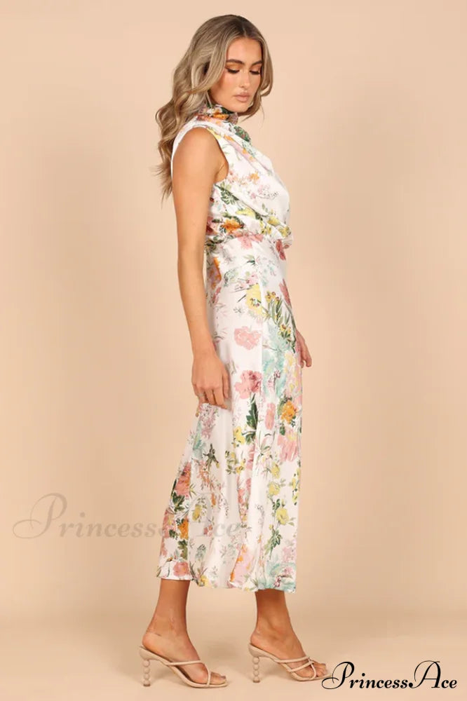Anabelle Halter Stylish Neck Midi Dress