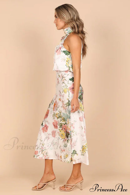 Anabelle Halter Stylish Neck Midi Dress