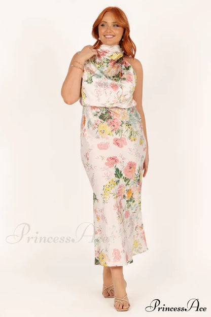 Anabelle Halter Stylish Neck Midi Dress