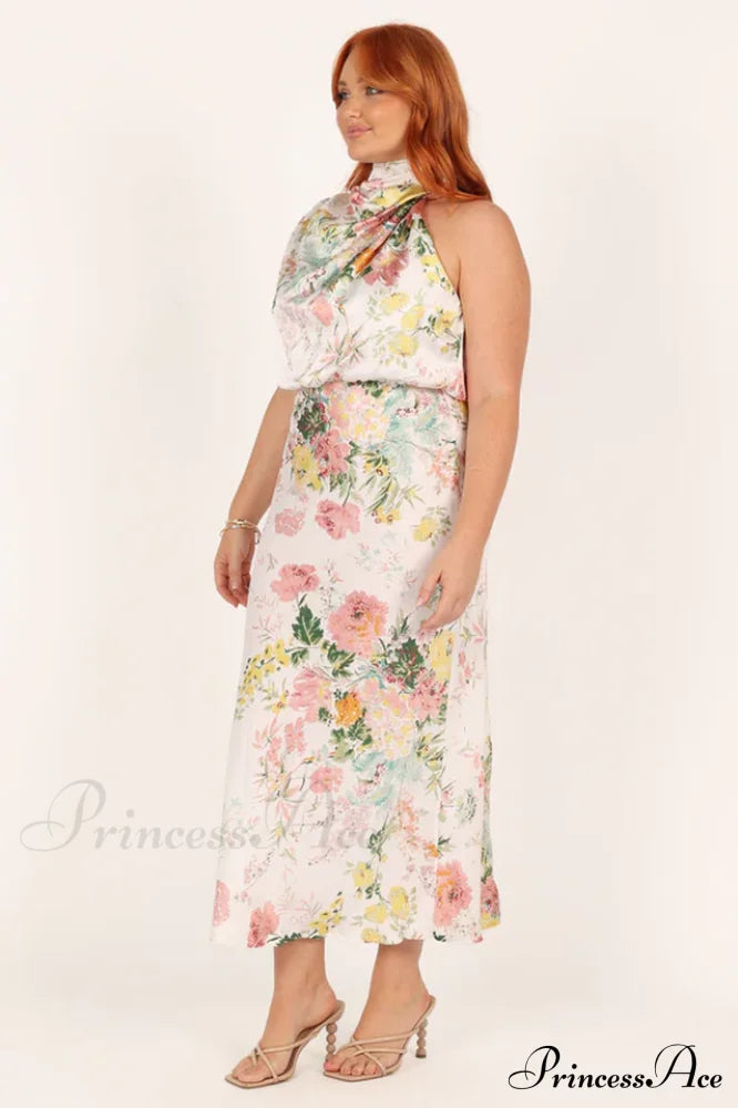 Anabelle Halter Stylish Neck Midi Dress