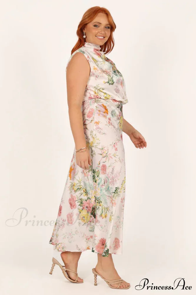 Anabelle Halter Stylish Neck Midi Dress