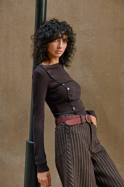 Asymmetrical buttoned top