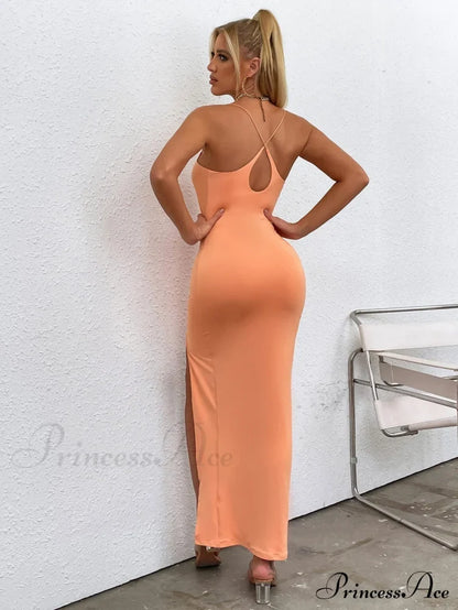 Asymmetrical Neck Glitter Trendy Strap Cut Out Dress Dresses