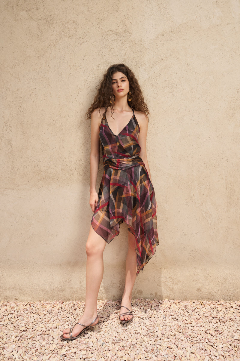 Asymmetrical open back dress