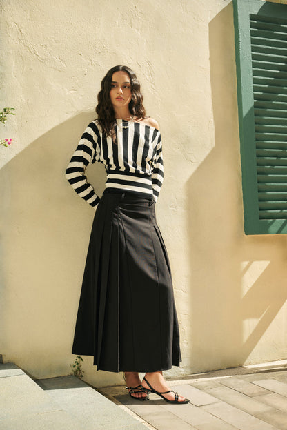 Asymmetrical striped sweater